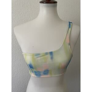 Aila Blue Swim Bikini Top Swimwear Acid Tie Dye One Shoulder Beach